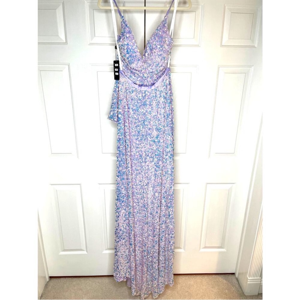 Lucci‎ Lu, 1250 Violet, Sz 6, Two Piece Over Skirt, Full Sequin - Picture 4 of 13